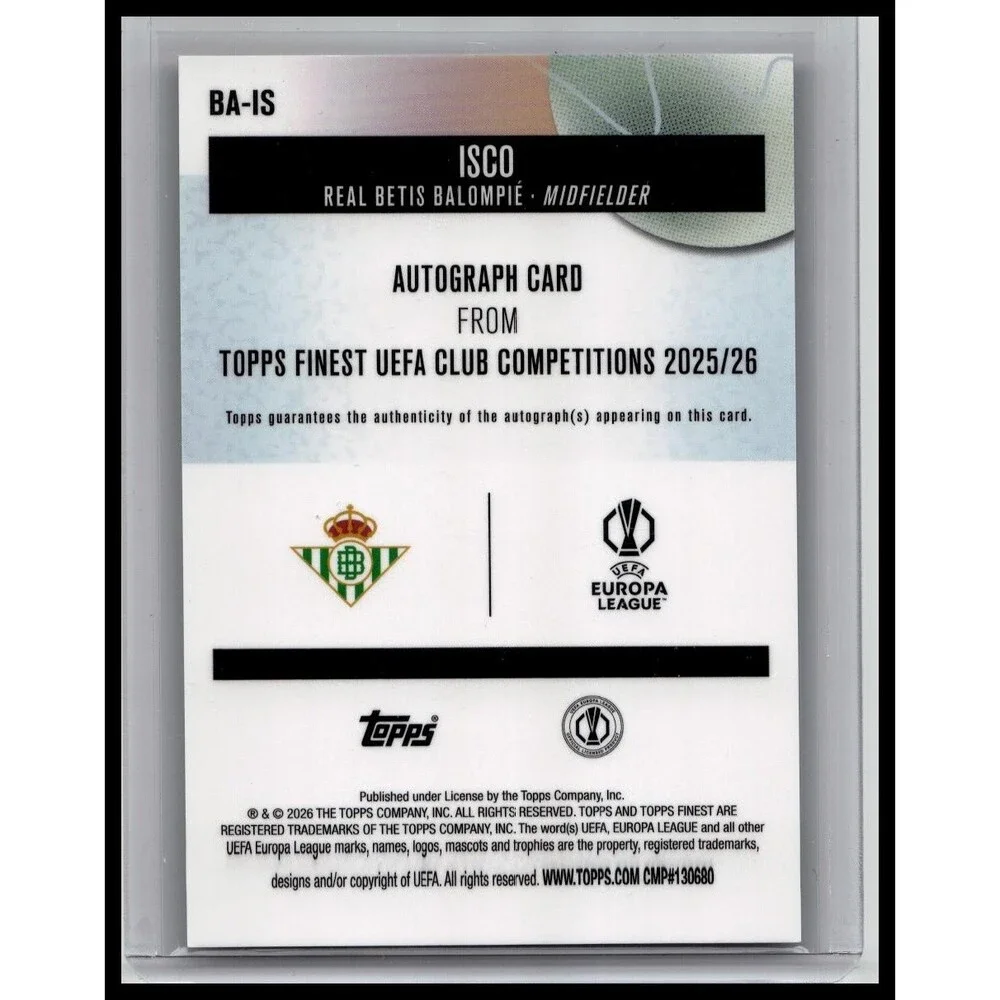 2025-26 Finest UEFA sco #BA-IS Betis Base Auto Blue Refractor #/150
